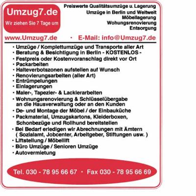 www.Umzug7.de Schöneberg Nach Tempelhof Steglitz Kreuzberg 