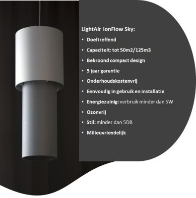 LightAir ionflow 50 Sky ionisator luchtreiniger 50m2!