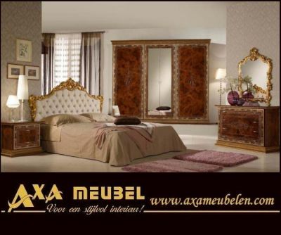 Compleet hoogglans noten slaapk interieur kopen AXA meubelen