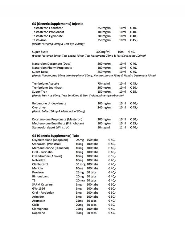 GS supplementen,Win,test,susto,deca,ana,GH etc. te koop! 